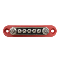 Exotronic 150A Red 2x M6 Stud Busbar with 5 Screws & Cover