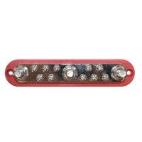 Exotronic 300A Red 3x M10 Stud & 10x Screw Busbar with Cover