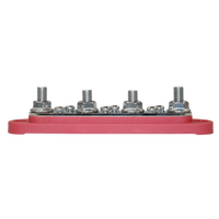 Exotronic 150A Red 4x M8 Stud & 6x Screw Busbar with Cover