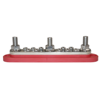 Exotronic 300A Red 3x M10 Stud & 10x Screw Busbar with Cover