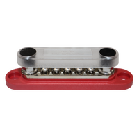 Exotronic 150A Red 2x M6 Stud Busbar with 5 Screws & Cover