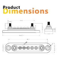 Exotronic 150A Red 2x M6 Stud Busbar with 5 Screws & Cover