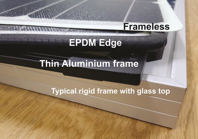 Comparison of eArc lightweight solar panels to conventional solar panels