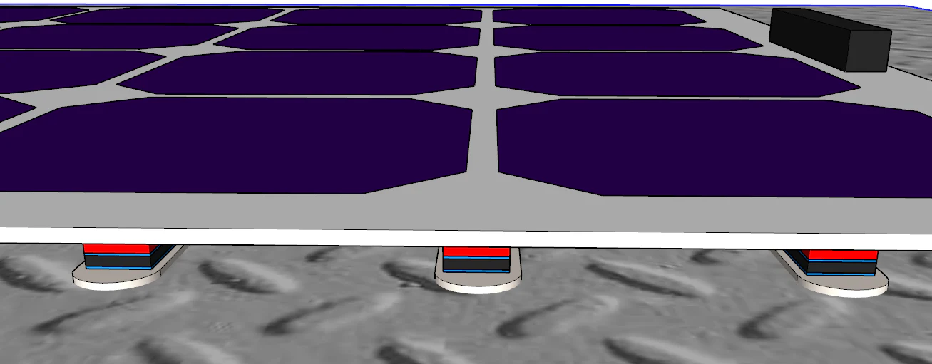 Side view of checkerplate mounting of a solar panel