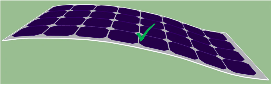 Solar panel bending on a single axis with a green tick