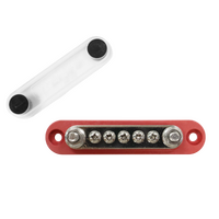 Exotronic 150A Red 2x M6 Stud Busbar with 5 Screws & Cover