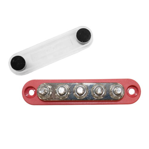 Exotronic 150A Red 5x M6 Stud Busbar with Cover