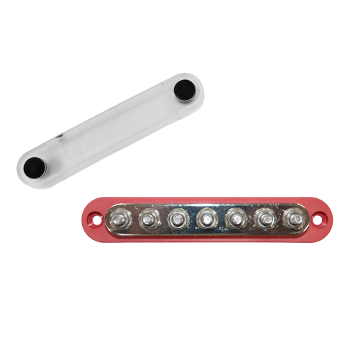 Exotronic 150A Red 7x M6 Stud Busbar with Cover