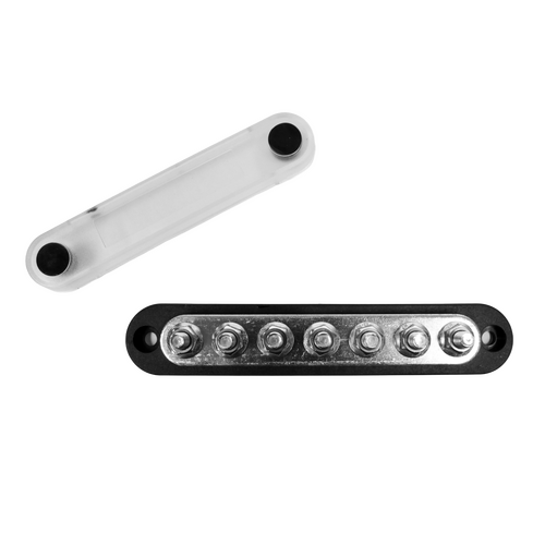 Exotronic 150A Black 7x M6 Stud Busbar with Cover