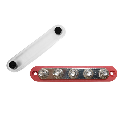 Exotronic 150A Red 5x M8 Stud Busbar with Cover